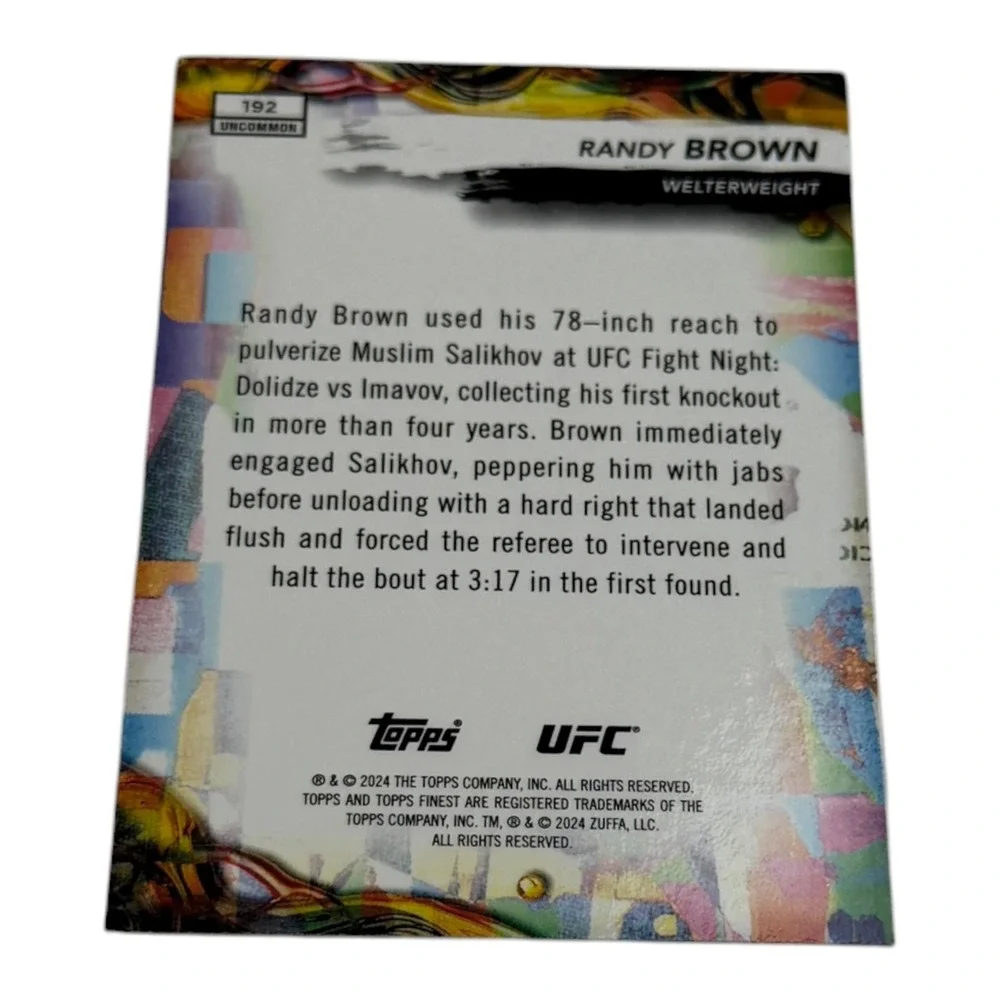2024 Topps Finest UFC Randy Brown Uncommon Card 192 Welterweight MMA Chrome